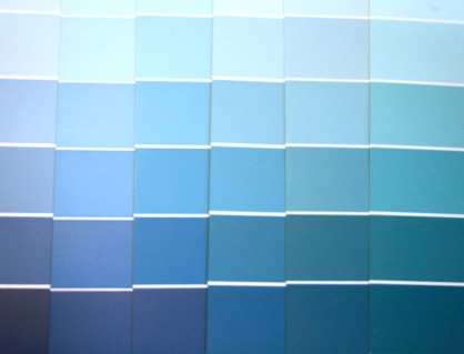 These paint samples were taken at my house Thursday evening. The different shades of blue show harmony in similarity.
